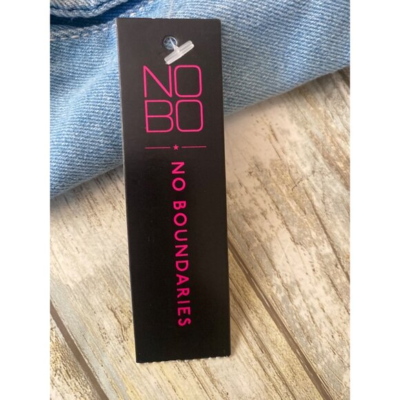 No Boundaries Denim Shortalls Floral Embroidered Size L (11-13) NWT - Picture 9 of 11